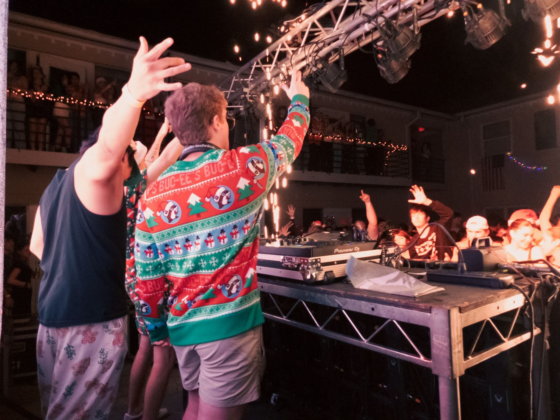Frat boy DJ's with ugly sweaters