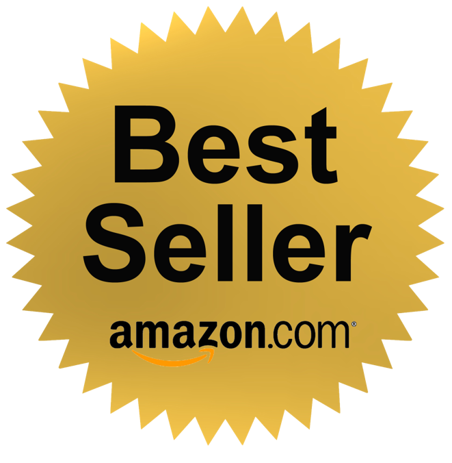 An Amazon Best Seller gold starburst badge with the text