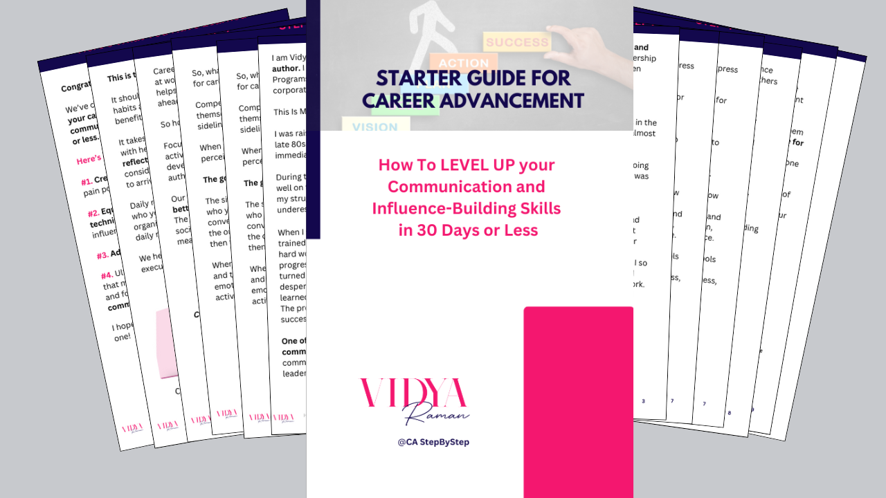 A guide for career advancement titled “How to LEVEL UP your Communication and Influence-Building Skills in 30 Days or Less.”