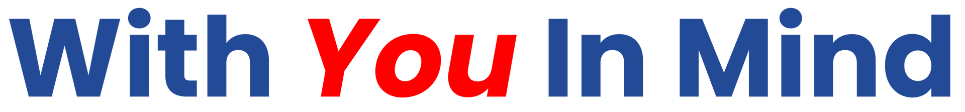 A blue and yellow logo that says with you in mind