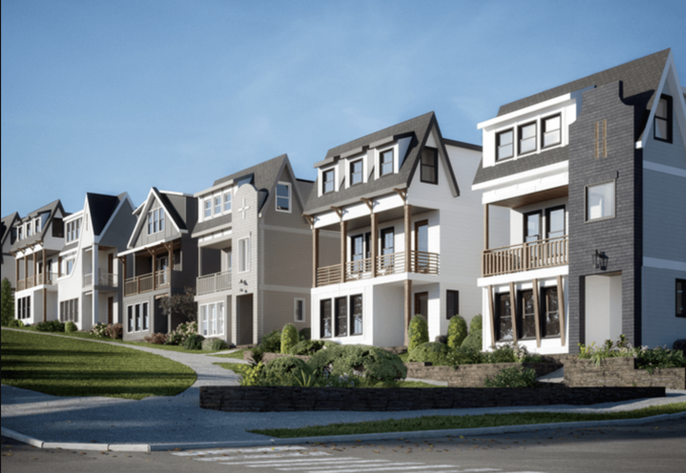 exterior model of Edwin Greens residential development in Nashville
