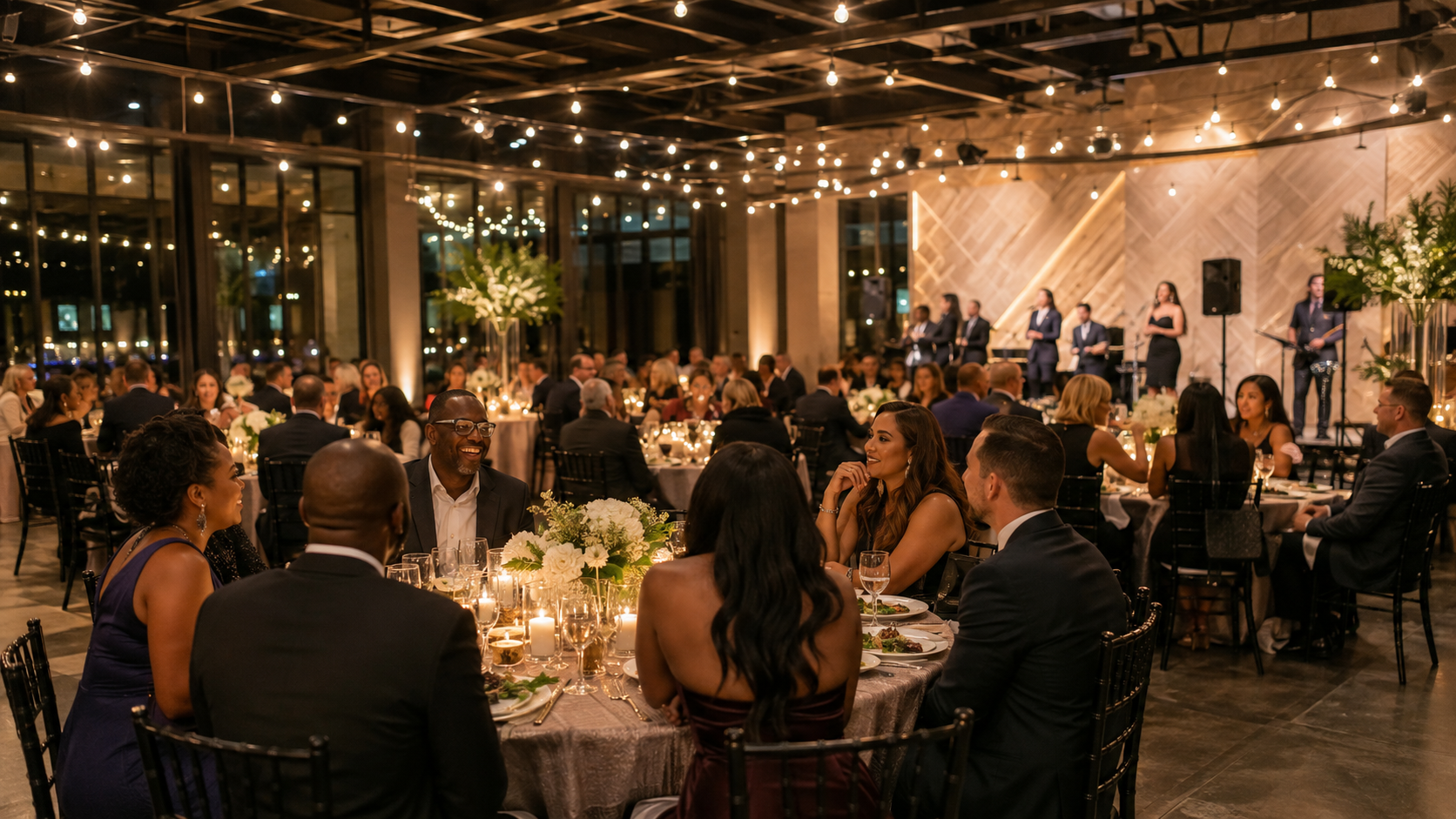 Guests enjoying an elegant professionally planned social event