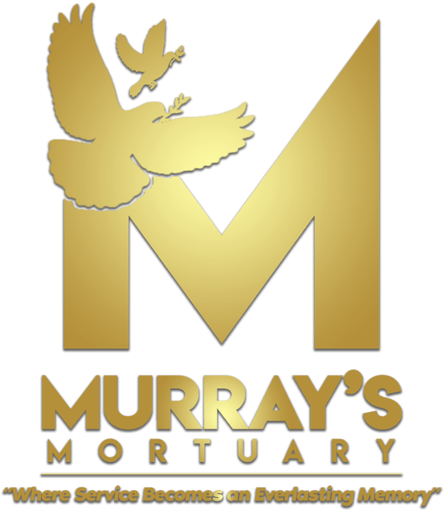 Gold Murray&rsquo;s Mortuary logo with a dove above the &ldquo;M&rdquo; and the slogan &ldquo;Where Service Matters.&rdquo;