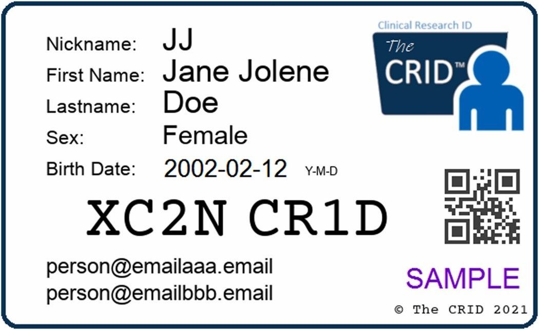 A sample id card for jane jolene doe