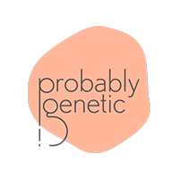 A logo that says probably genetic on it