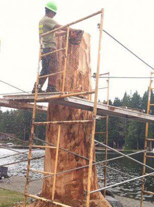 Man Carving Wood — Shelton, WA — Beko's Trees LLC & Wood Carving