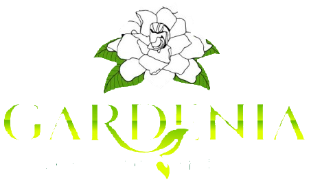 Gardenia logo featuring a white flower, green leaves, and the word "GARDENIA".