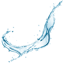Blue water splash arc on a white background