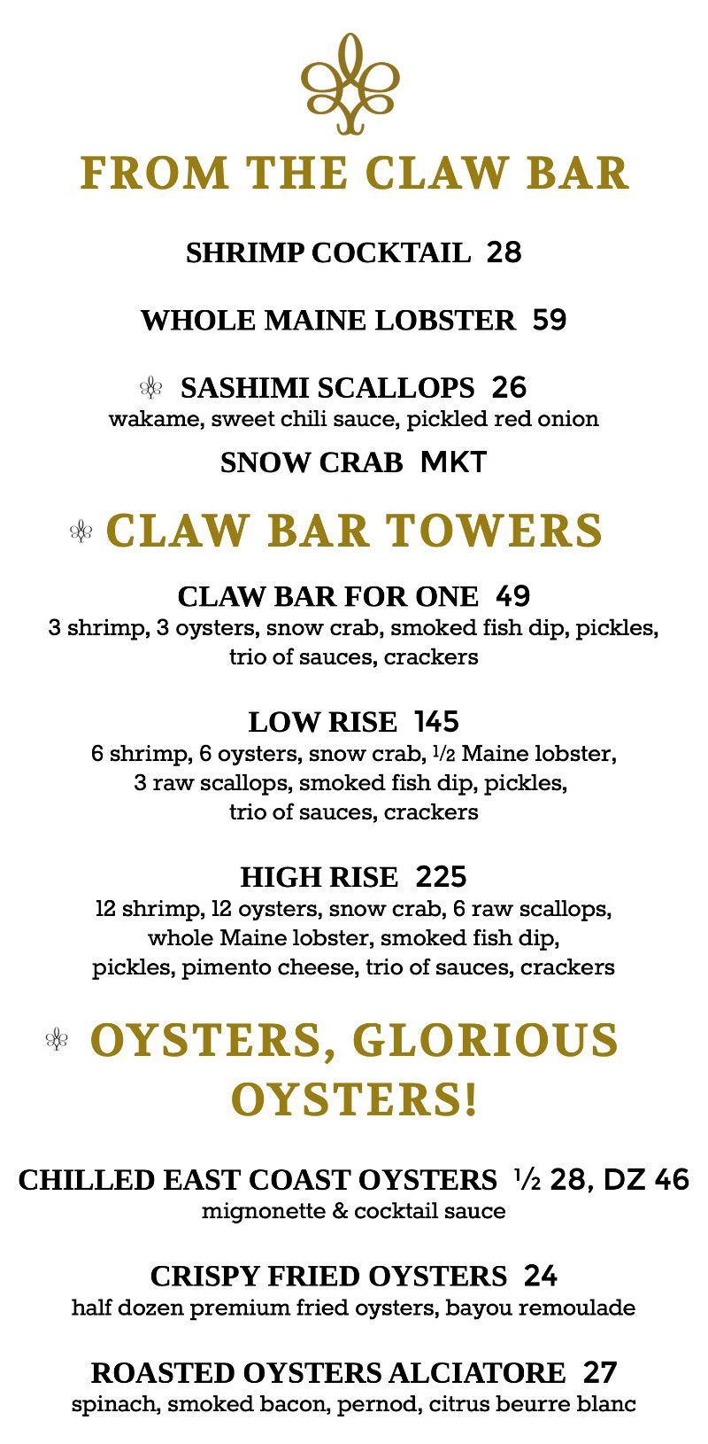 Restaurant menu with starter and salad options.