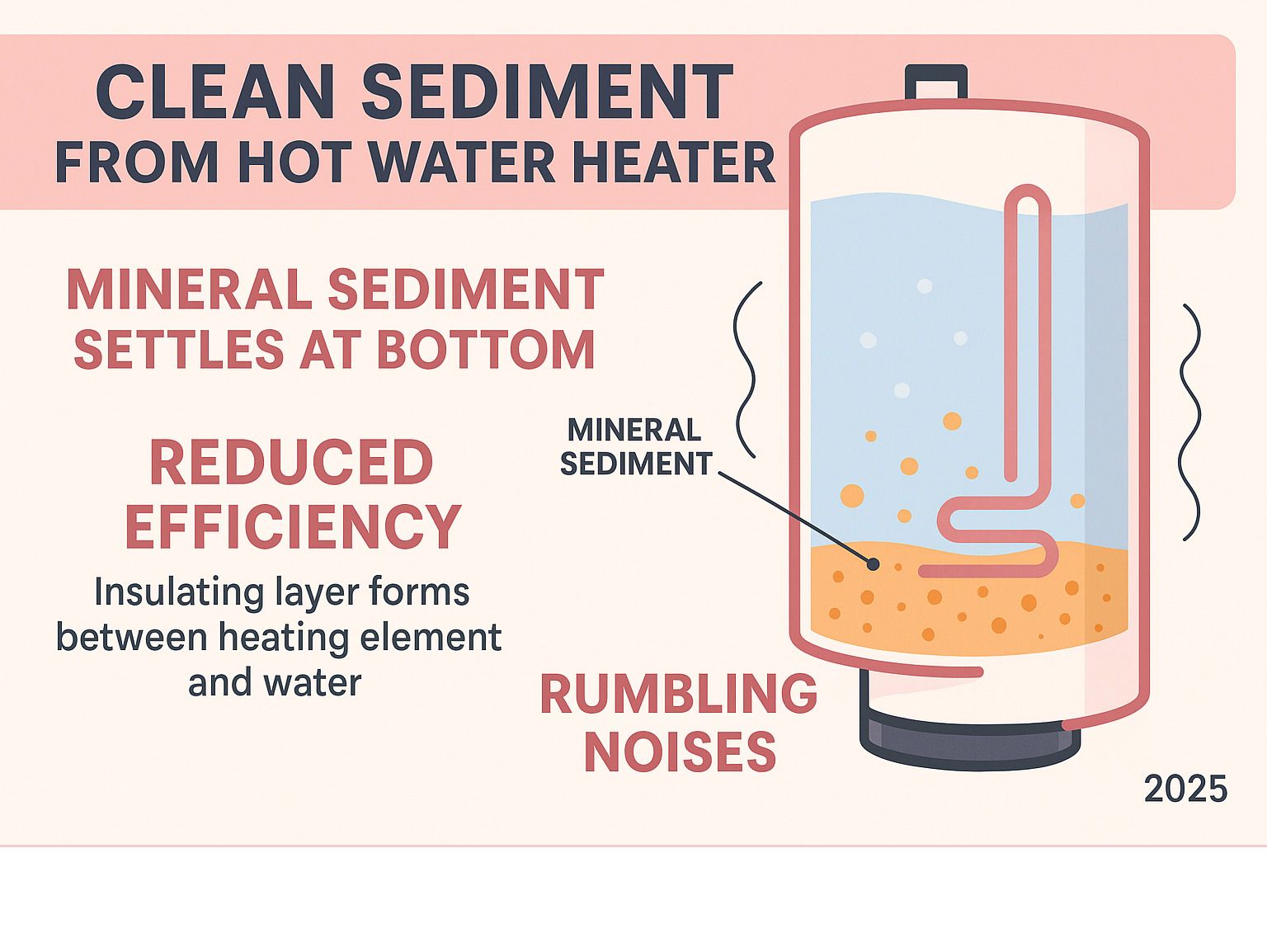 hard water mineral buildup inside water heater tank cross section