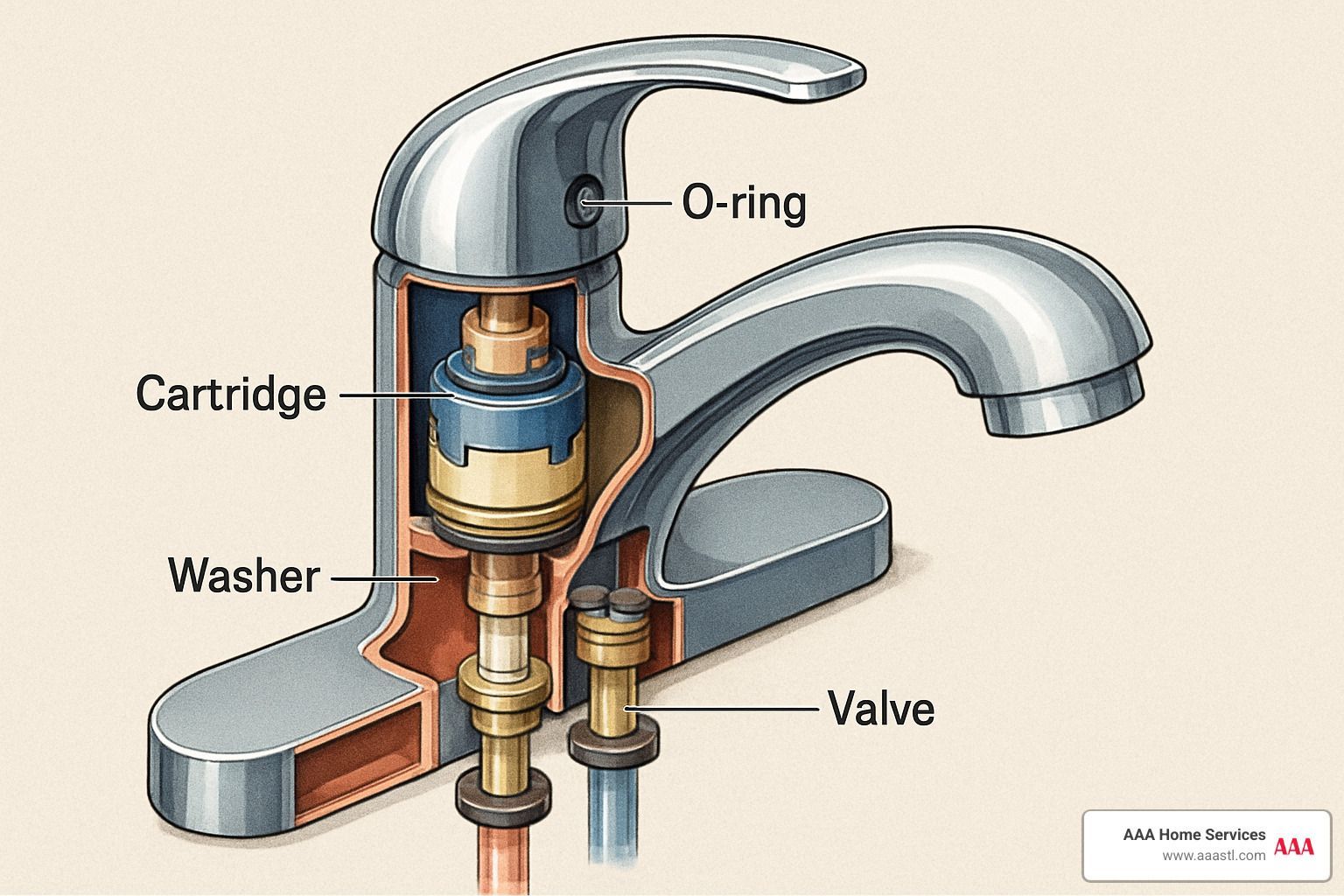 Leaky Faucet? Local Plumbers Ready to Help 24 faucet cutaway showing internal parts - faucet repair near me