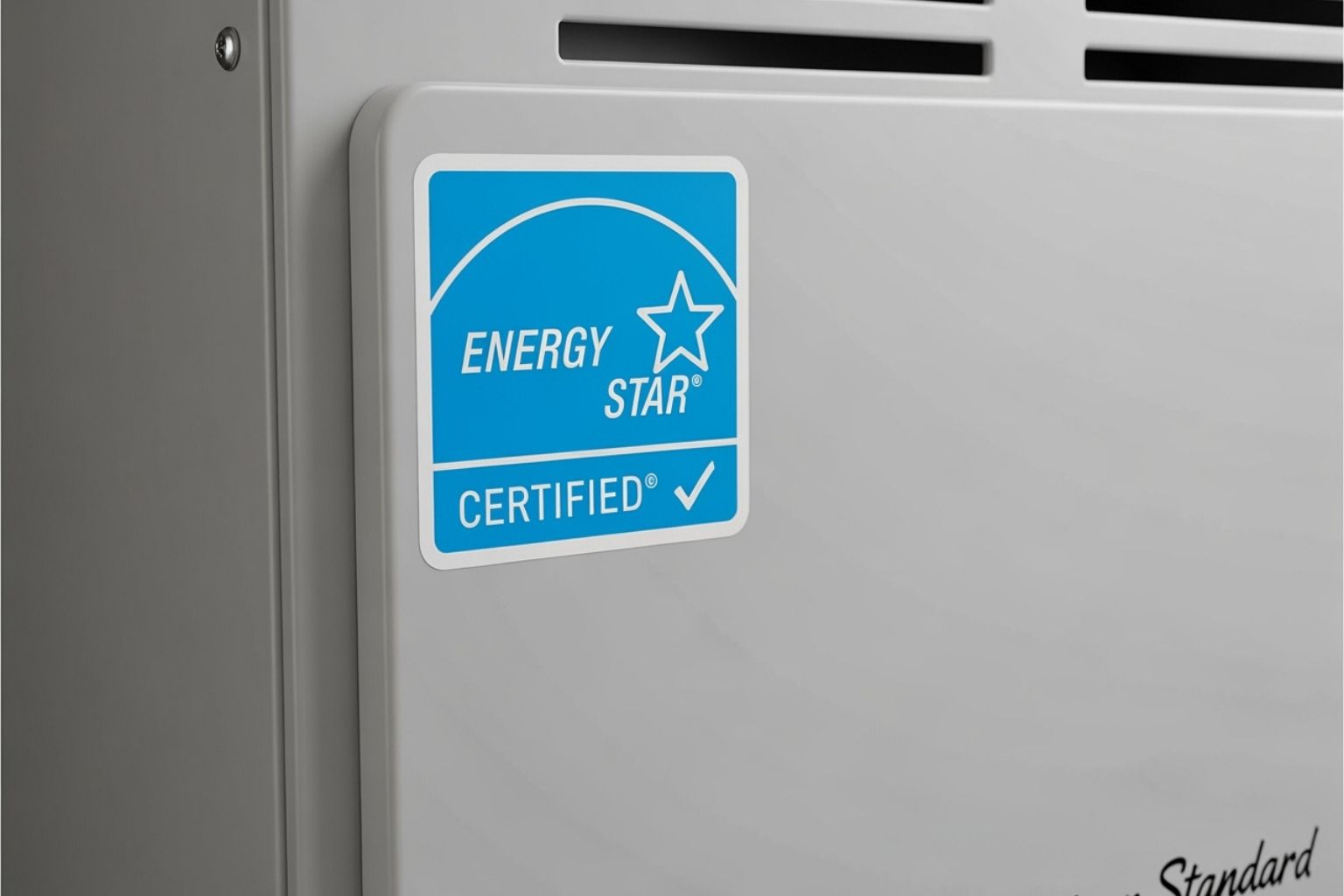 ENERGY STAR label on a modern American Standard furnace - home furnace replacement
