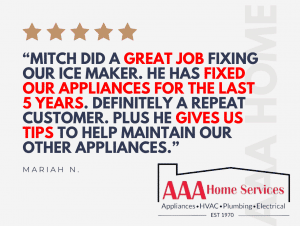 “Mitch did a great job fixing our ice maker. He has fixed our appliances for the last 5 years. Definitely a repeat customer. Plus he gives us tips to help maintain our other appliances.” 