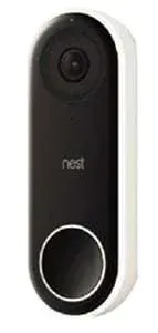 Nest video doorbell camera, black and white with circular button