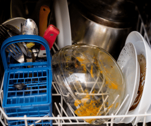 dishwasher filled with dirty dishes