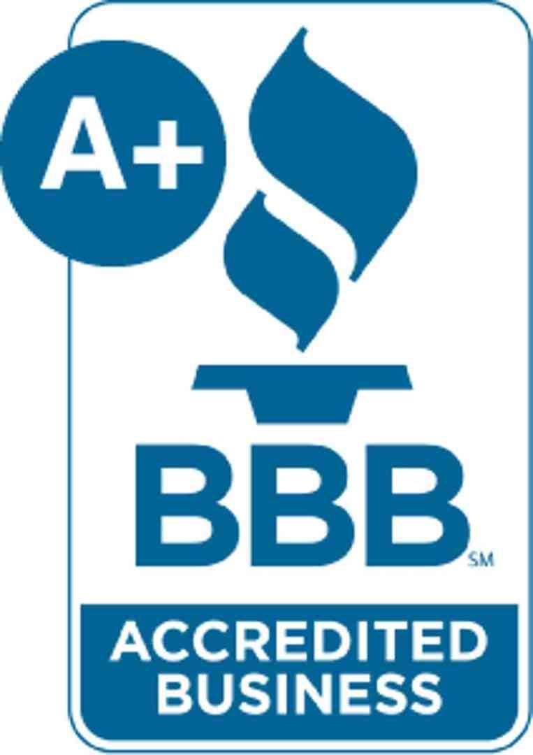 A+ BBB Accredited Business logo with blue torch icon and text