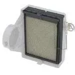Wall-mounted air purifier with a square black and gray filter panel