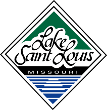 Lake Saint Louis, Missouri city logo in a diamond with green, black, and blue accents