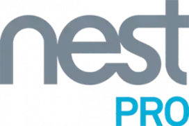 Logo reading “nest” in gray with “PRO” in blue on a white background