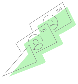 Green highlighted overlapping boxes with circles and 100 labels, arranged diagonally on a white background