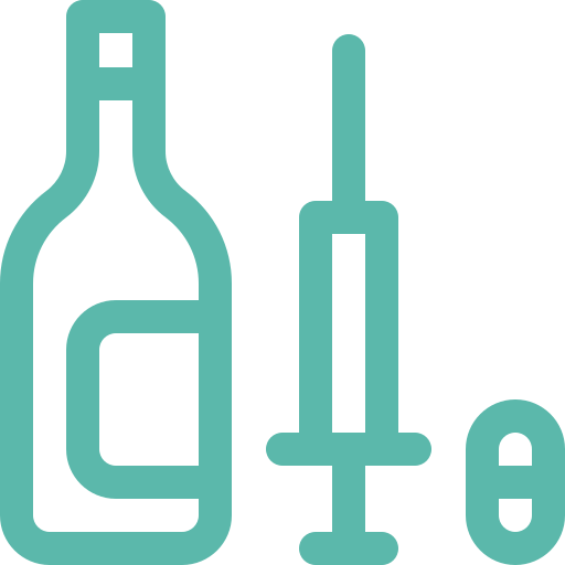 a bottle of wine and a syringe icon on a white background .
