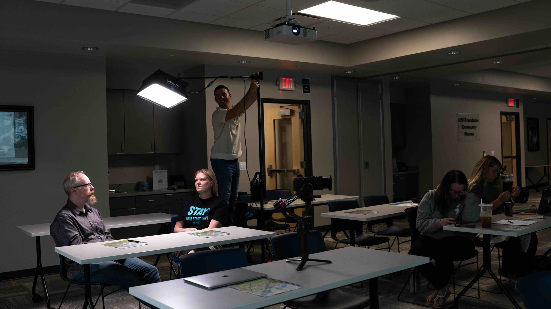 Mirrorless Productions filming a corporate training session for a Wisconsin organization.