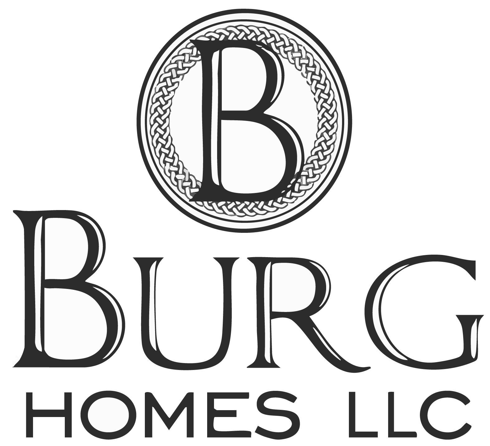 Burg Homes custom home builder logo featured on a website designed by Mirrorless Productions.