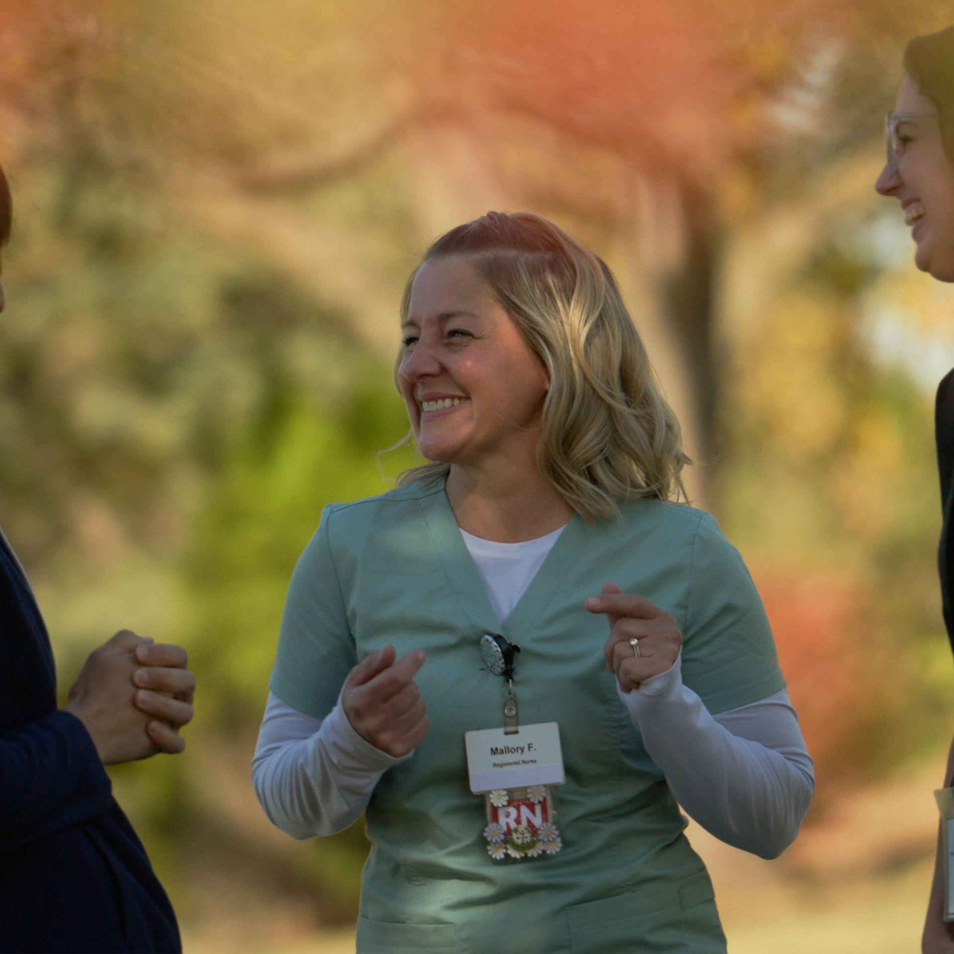 Recovery advocate smiling during a commercial video production promoting hope and community impact.