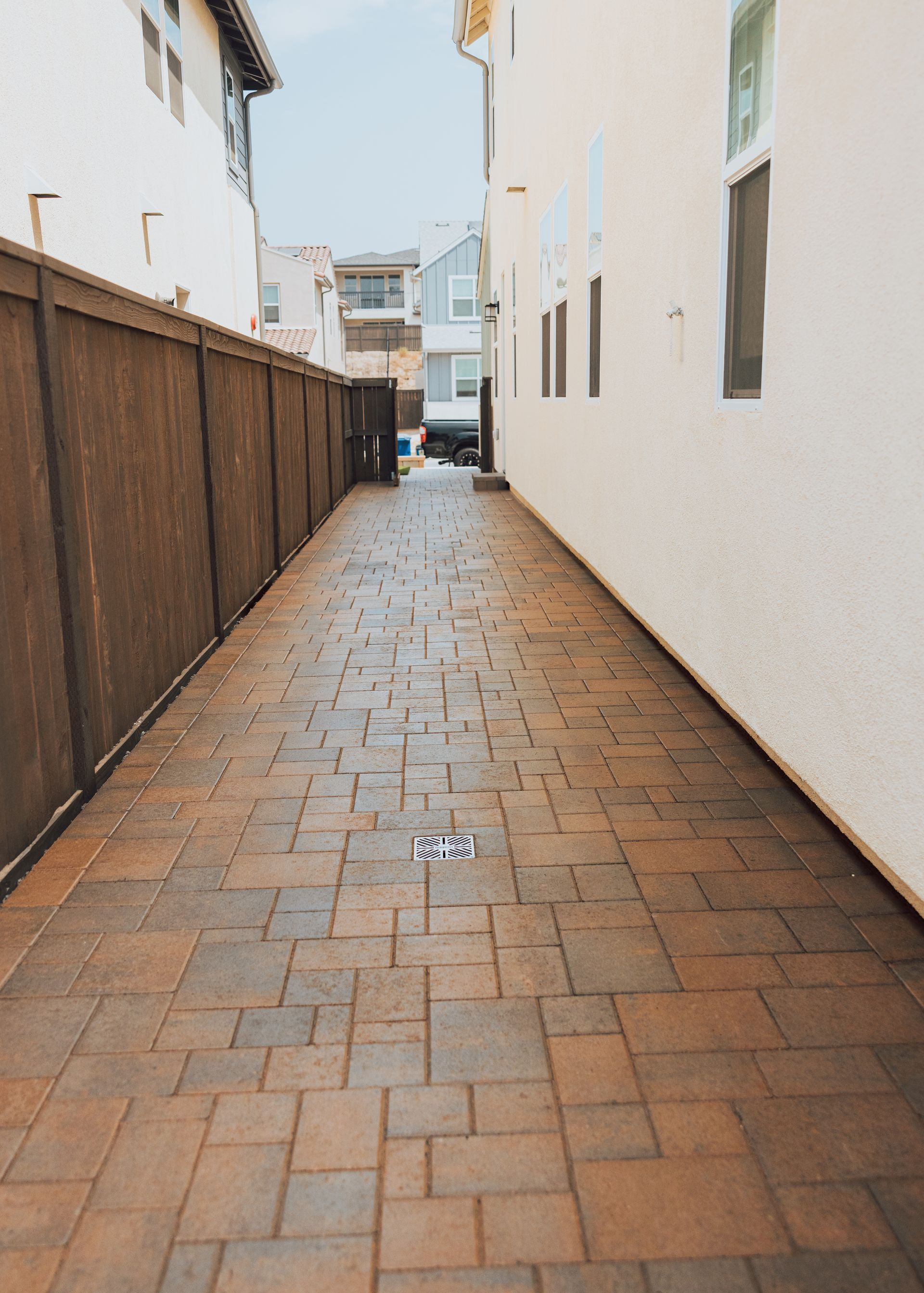 side yard paver walkway installation for residential home in San Diego
