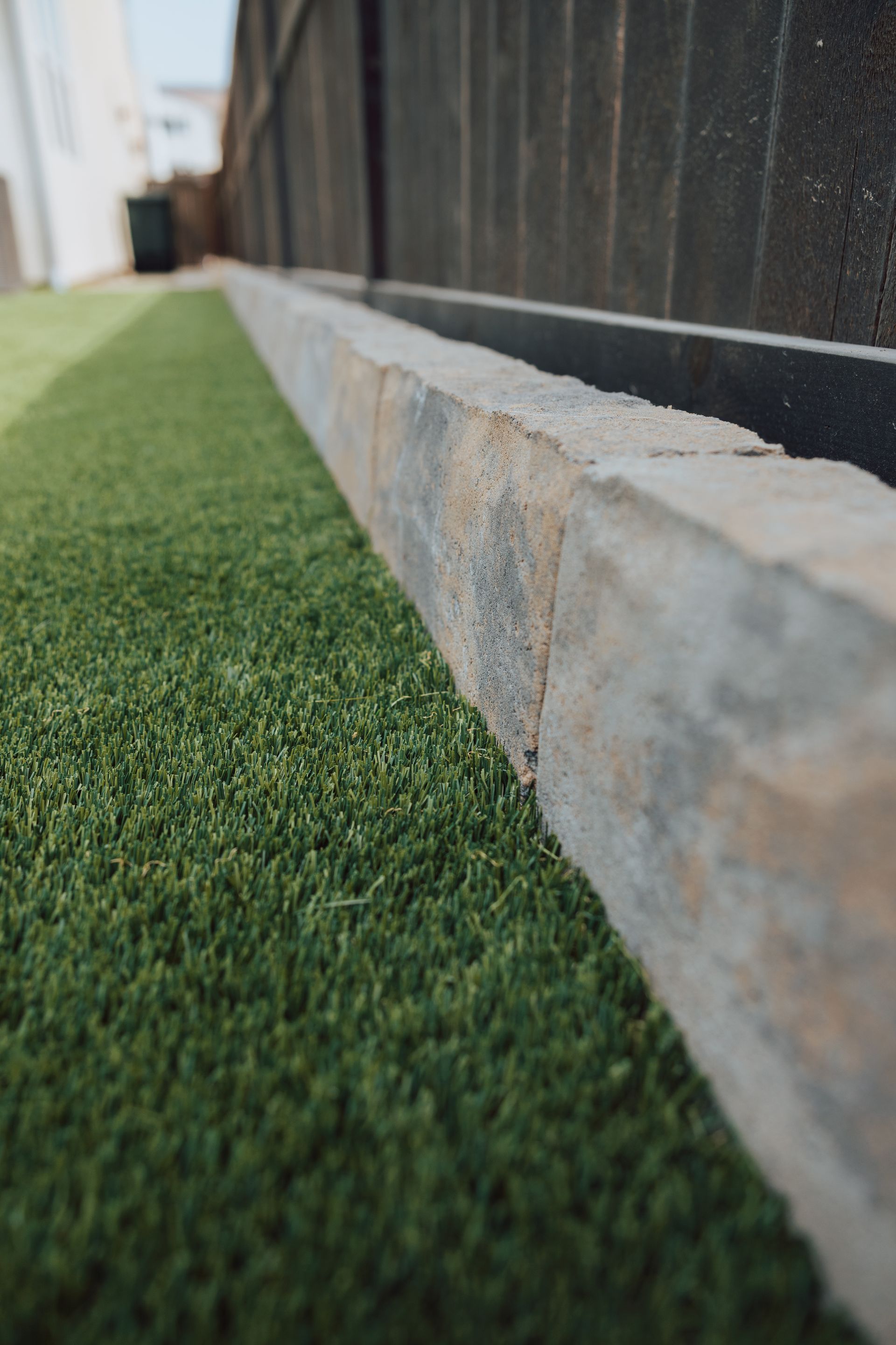 San Diego front yard with retaining wall and artificial turf installation