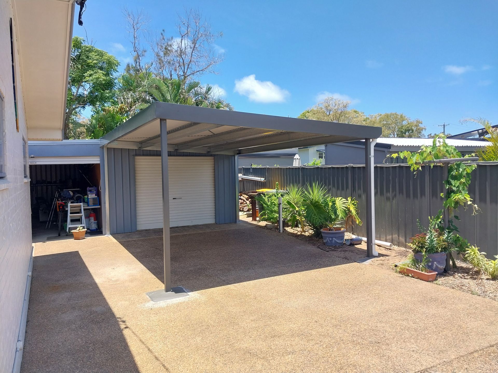 Grey Large Carport — Bundy Tiny Homes and Carports in Branyan, QLD