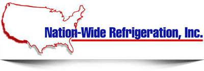 A logo for nation wide refrigeration inc. with a map of the united states
