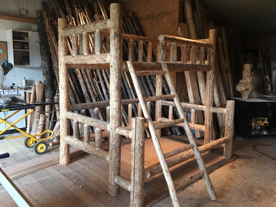 wooden double deck bedframe