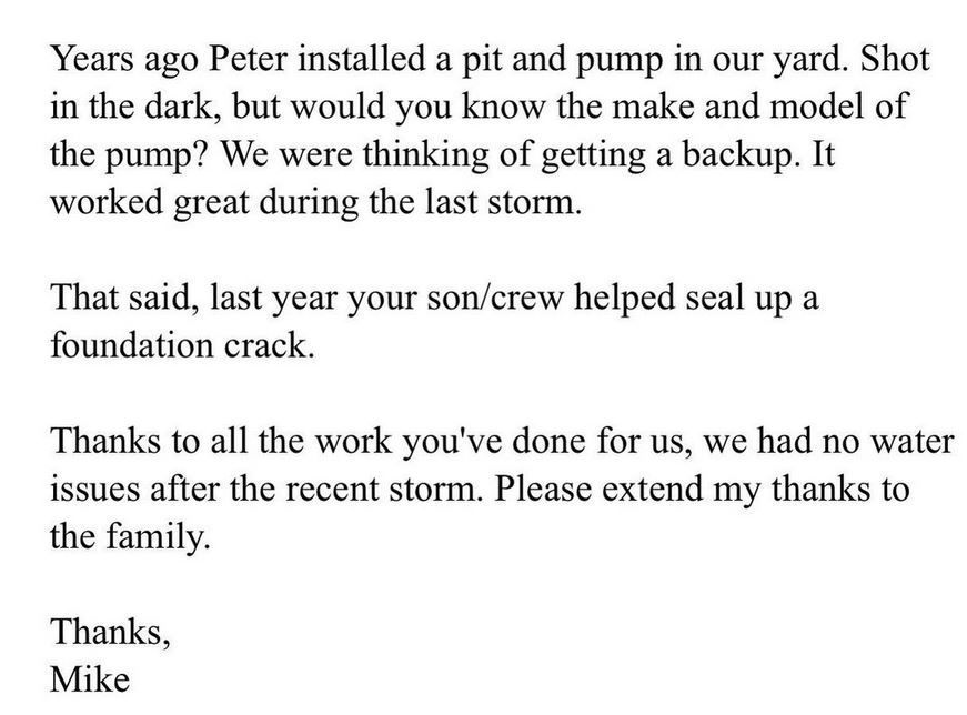 A letter from mike that says