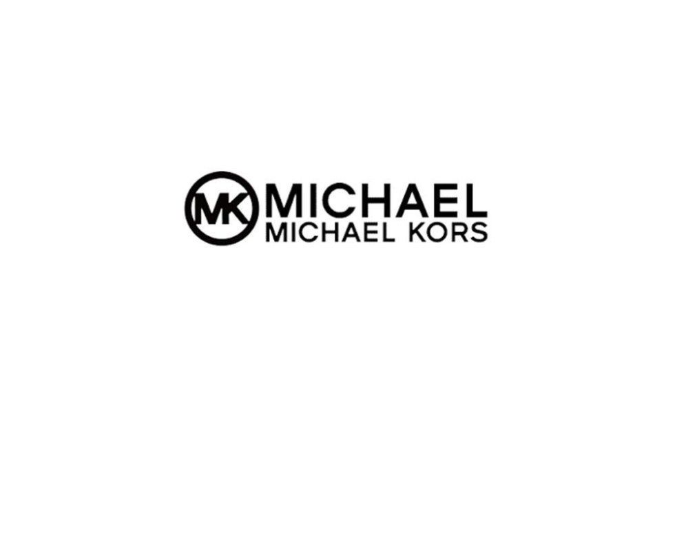 Un logo in bianco e nero per Michael Kors su uno sfondo bianco.