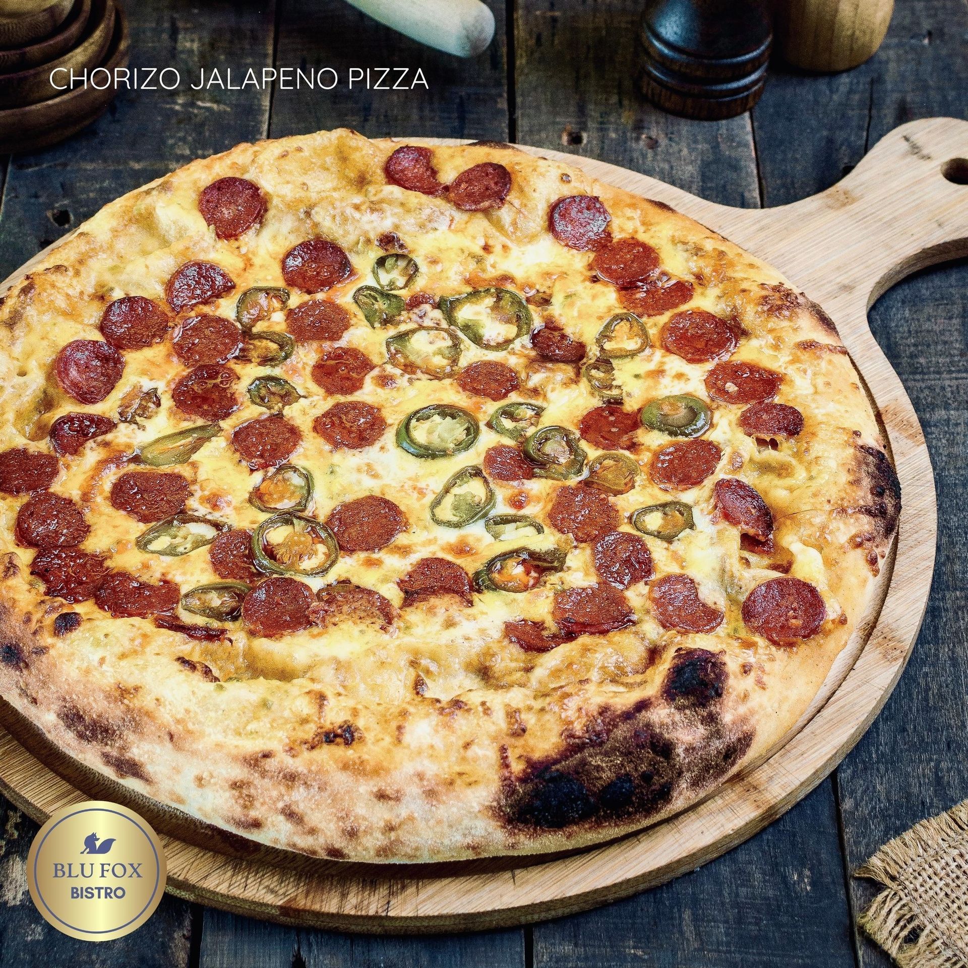 A classic pepperoni pizza served at Blu Fox Bistro, a crowd-pleasing favorite for a fun and affordable staycation in Makati.