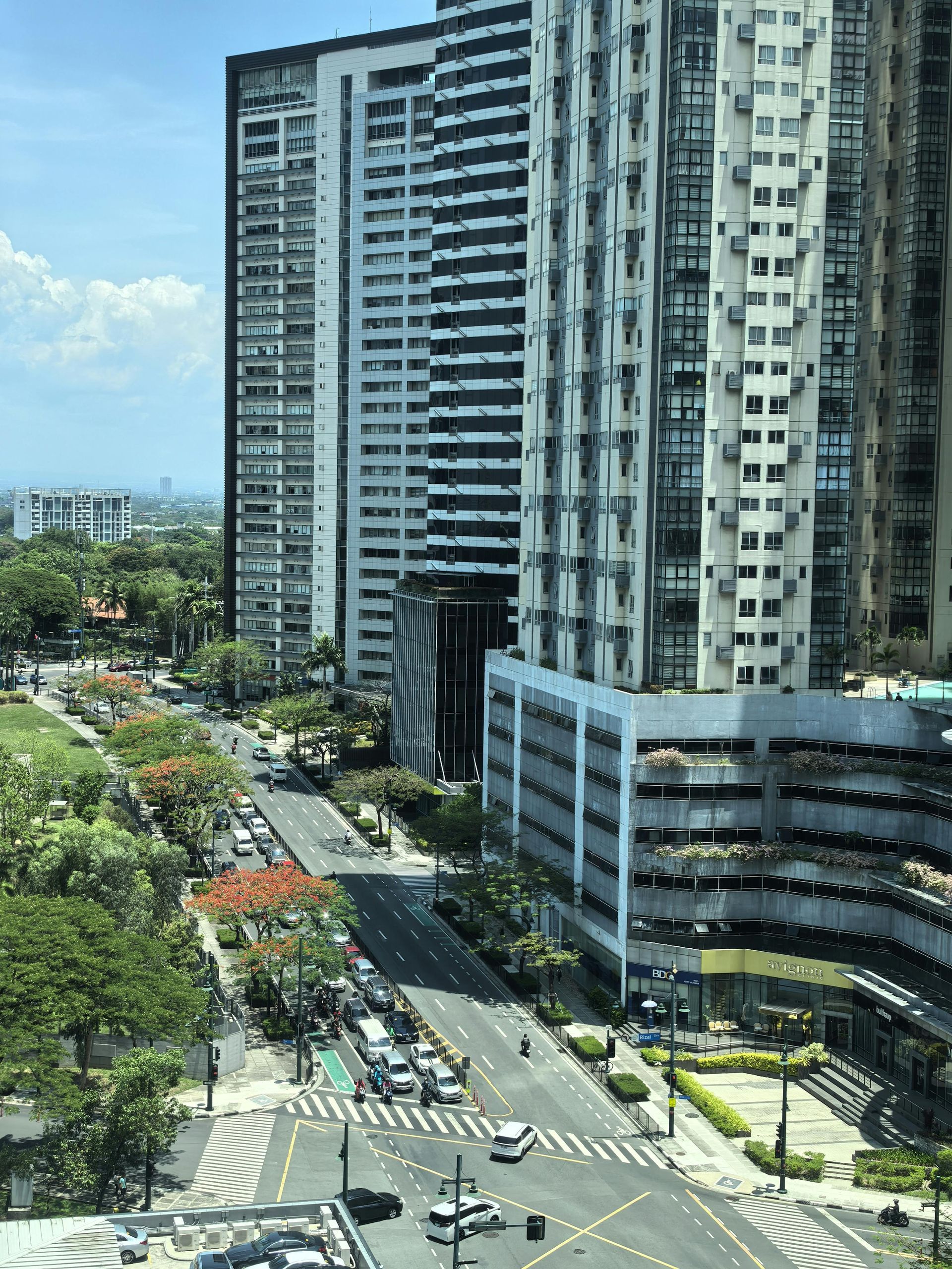 Aerial view of Poblacion high-rises near Y2 Residence Hotel, Makati