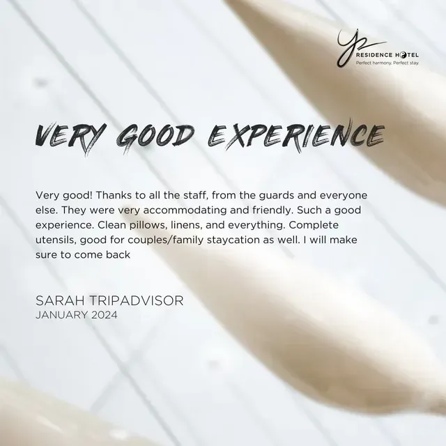A very good experience shared by a guest of Y2 Residence Hotel, Poblacion Makati