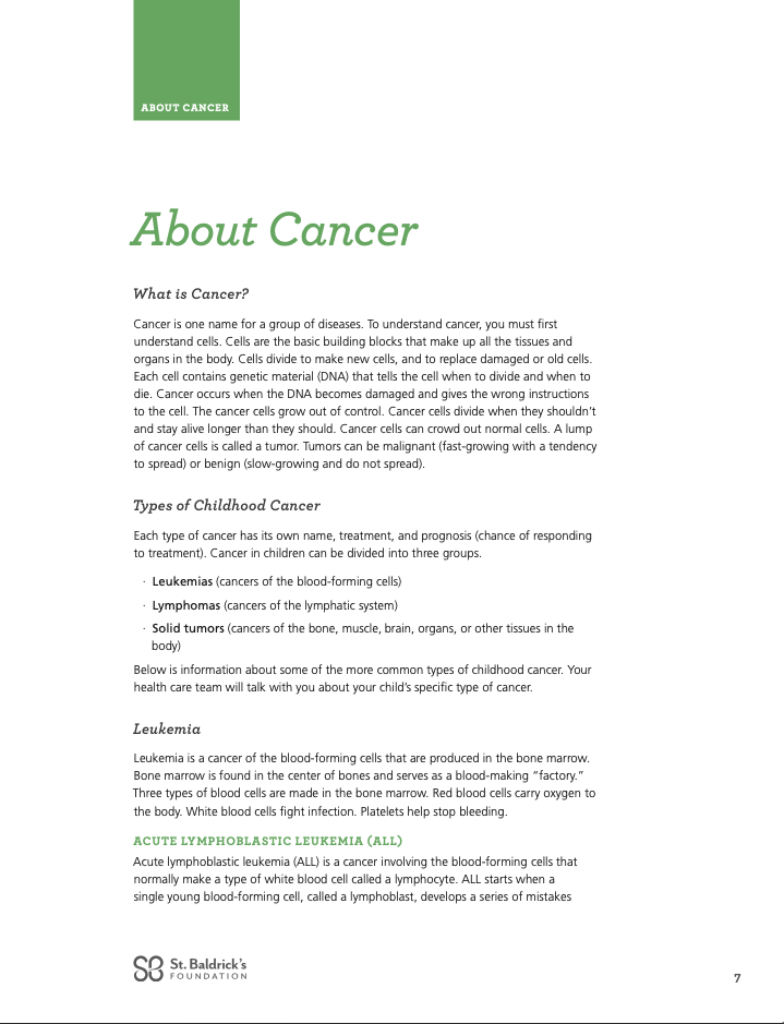 Childhood cancer brochure