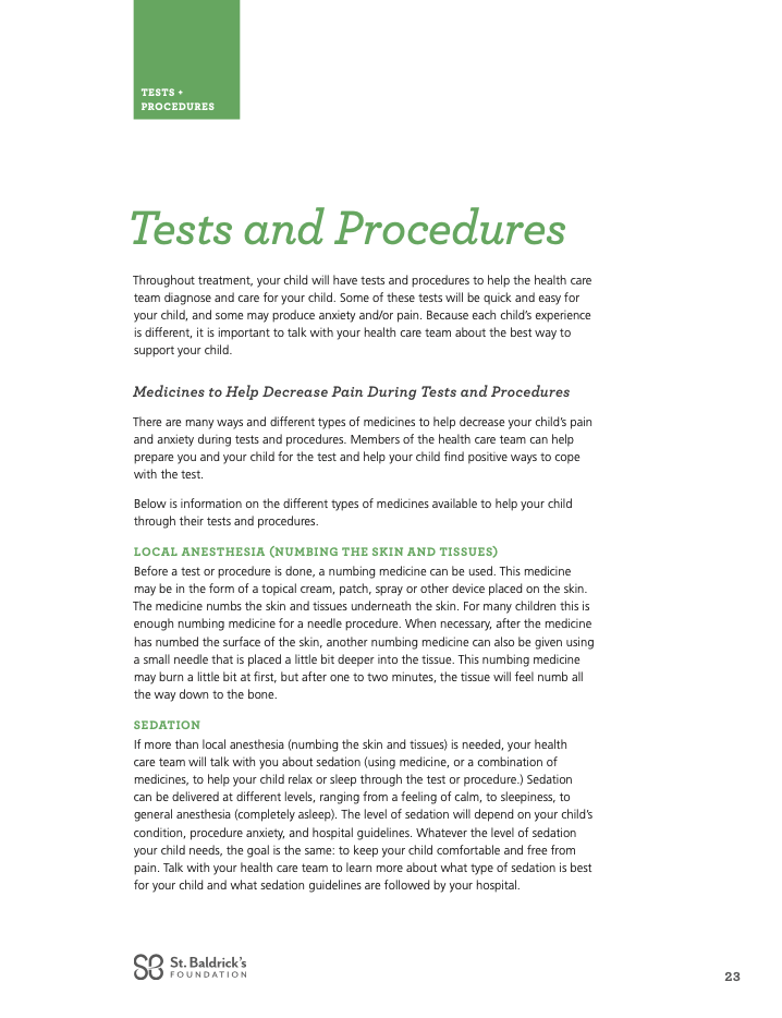 Childhood cancer tests & procedures brochure