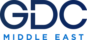 GDC Middle East logo in blue with the letters