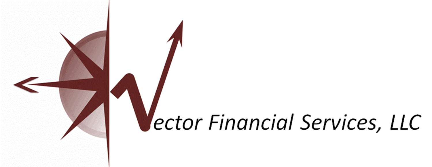 Vector Financial Services, LLC logo with maroon abstract compass and upward arrow