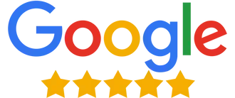 Google logo above five yellow stars, suggesting a 5-star rating