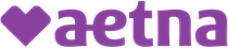 Purple Aetna logo with heart icon and wordmark
