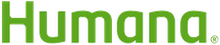 Humana logo in green text with a yellow flower icon