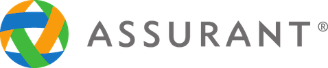 Assurant logo with multicolor circular icon and gray wordmark on a white background