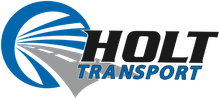 Holt Transport logo with a blue circle around a road and the company name.