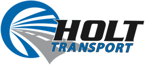 Holt Transport logo with a blue circle around a road and the company name.