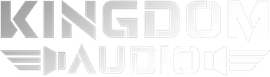 White stylized “KINGDOM” over “BAUDOR” text logo on a light background