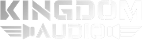 White stylized “KINGDOM” over “BAUDOR” text logo on a light background